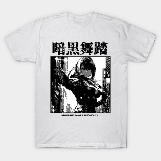 Cyberpunk Cyborg Anime Girl Japanese Streetwear T-Shirt by Neon Bang Bang